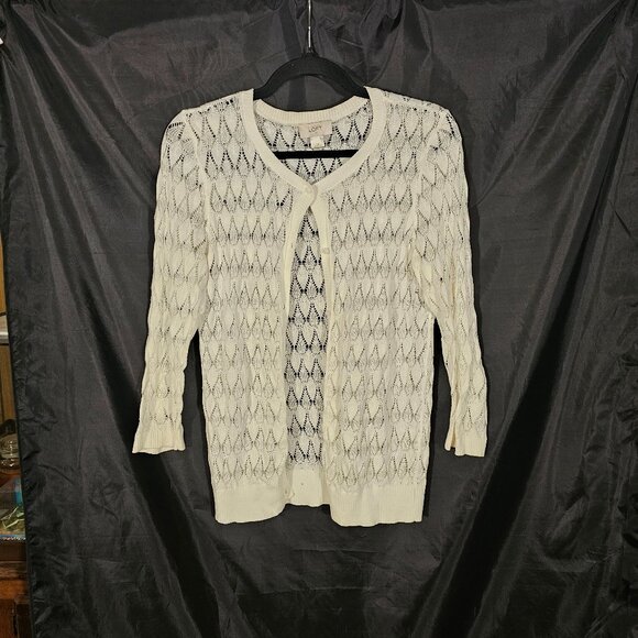 LOFT Sweaters - Loft pretty white open weave cardigan. Size M